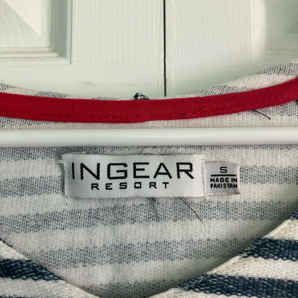 Nautical Navy and White Striped Hoodie w/ Anchor - Picture 6 of 6